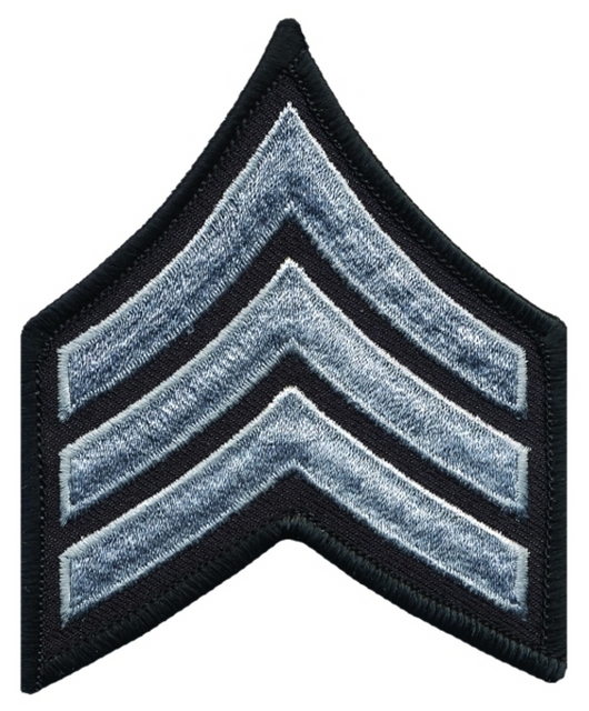 Hero's Pride 15415S Medium 3'' Gray/Black Sergeant Chevrons w/ Merrowed Border Hero's Pride 15415S Medium 3'' Gray/Black Sergeant Chevrons w/ Merrowed Border