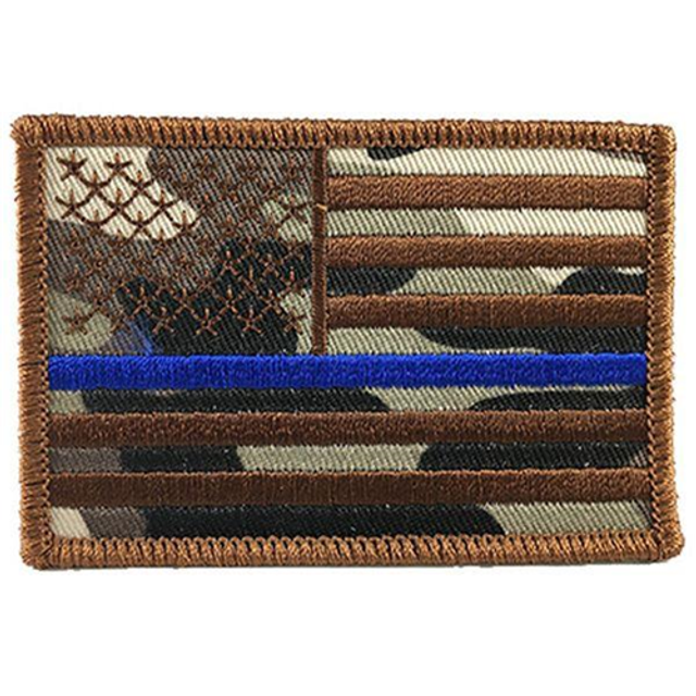 Thin Blue Line CAMO-AM-P-SEW Camo American Flag Thin Blue Line Patch, 2 x 3 Inches, Sew On