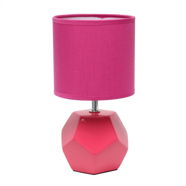 ALL THE RAGES INC LT2065-PNK Simple Designs Round Prism Mini Table Lamp, 10-7/16inH, Pink