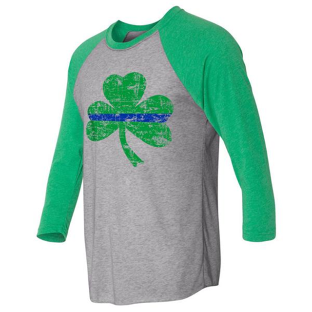 Thin Blue Line STPAT-TBL-RAG-GG-S Raglan - Shamrock, Thin Blue Line