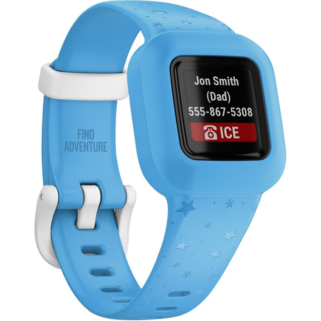 GARMIN INTERNATIONAL, INC. 010-02441-22 Garmin vevofit jr. 3 Smart Watch - Blue Stars - Silicone Band - Swimming, Health & Fitness, Tracking, Smartphone - Water Resistant - 164.04 ft Water Resistant GARMIN INTERNATIONAL, INC. 010-02441-22 Garmin vevofit jr. 3 Smart Watch - Blue Stars - Silicone Band - Swimming, Health & Fitness, Tracking, Smartphone - Water Resistant - 164.04 ft Water Resistant