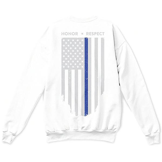 Thin Blue Line TBL-CREW-WHITE-S Thin Blue Line Crew Neck Sweatshirt