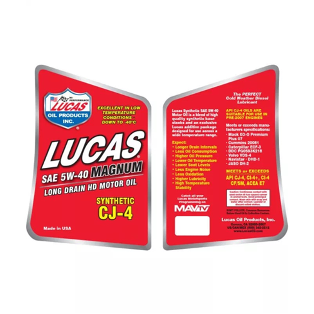 Lucas Oil 10437 SAE 5W-40 Magnum CJ-4 Long Drain Heavy Duty Motor Oil