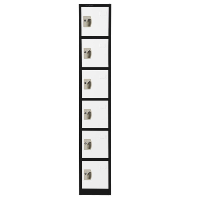 ADIR CORP. ADI629-206-B-W Alpine 6-Tier Steel Locker, 72inH x 12inW x 12inD, Black/White ADIR CORP. ADI629-206-B-W Alpine 6-Tier Steel Locker, 72inH x 12inW x 12inD, Black/White