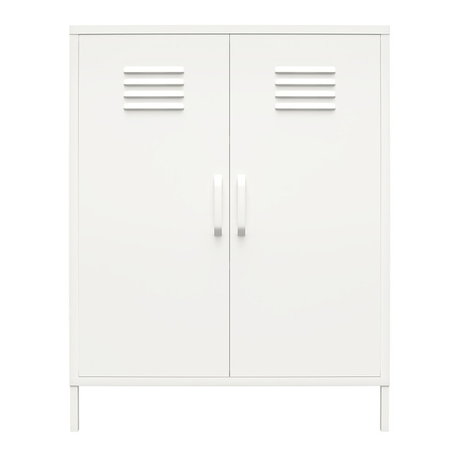 AMERIWOOD INDUSTRIES, INC. 3384013COM Ameriwood Home Mission District 2-Door 3-Shelf Metal Locker Storage Cabinet, 40inH x 31-1/2inW x 15-3/4inD, White