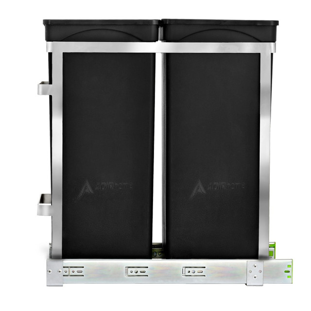 ADIR CORP. 315-02-SS Alpine Industries Steel In-Cabinet Double Pull-Out Trash Can, 9.5 Gallon, Black