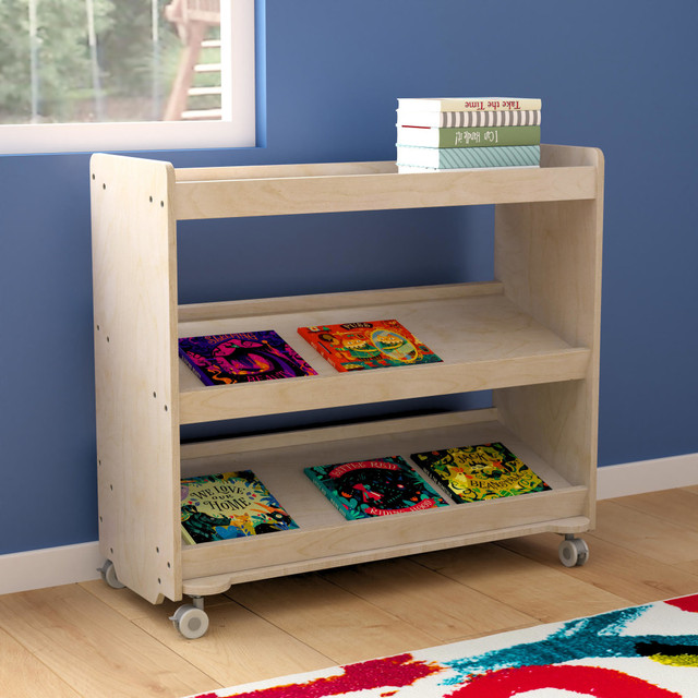 FLASH FURNITURE MKME13705 Bright Beginnings Commercial Grade Space Saving Wooden Mobile Classroom Storage Cart, 31-1/2inH x 34-3/4inW x 15-3/4inD, Beech FLASH FURNITURE MKME13705 Bright Beginnings Commercial Grade Space Saving Wooden Mobile Classroom Storage Cart, 31-1/2inH x 34-3/4inW x 15-3/4inD, Beech