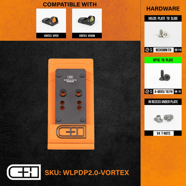 C&H Precision WLPDP2.0-VORTEX Optics Adapter Plate - Walther Defense PDP 2.0 C&H Precision WLPDP2.0-VORTEX Optics Adapter Plate - Walther Defense PDP 2.0