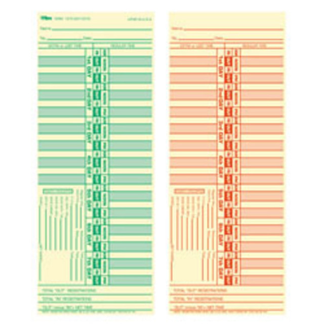 TOPS BUSINESS FORMS 1275 TOPS Time Cards (Replaces Original Card CH107-2), Numbered Days, 2-Sided, 9in x 3 1/2in, Box Of 500