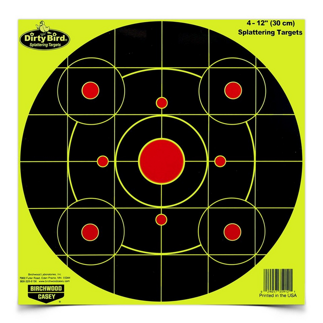 Birchwood Casey BC-35925 Dirty Bird 12 Inch Yellow Round Sight-In Target