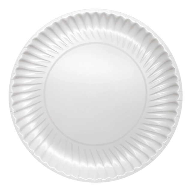 Highmark everyday paper plates deliver the strength needed to contain big portions of food while making cleanup a breeze. These coated paper plates are microwave safe and oil and moisture resistant, so you can cook anything you want without worrying about a mess.  Microwave safe.  Paper plates come in white.  White paper plates are excellent for breakrooms, office parties and luncheons.