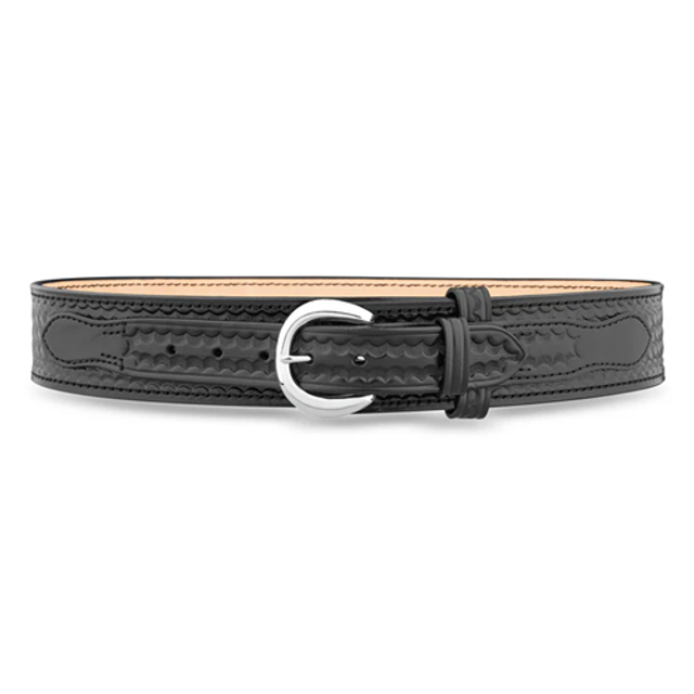 Dutyman 1131-32-9041 2-1/4"" High-Gloss Leather River Belt with Nickel Buckle