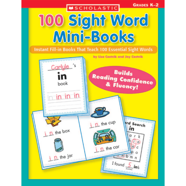 No cutting or stapling - just fold and they are ready to use. These adorable reproducible books give emergent readers plenty of practice reading and writing each of the top 100 sight words.  Each mini-book teaches 1 high-frequency word and features an engaging rhyming poem that kids complete, then a word search to reinforce learning.  Plus, teaching tips and extension activities.