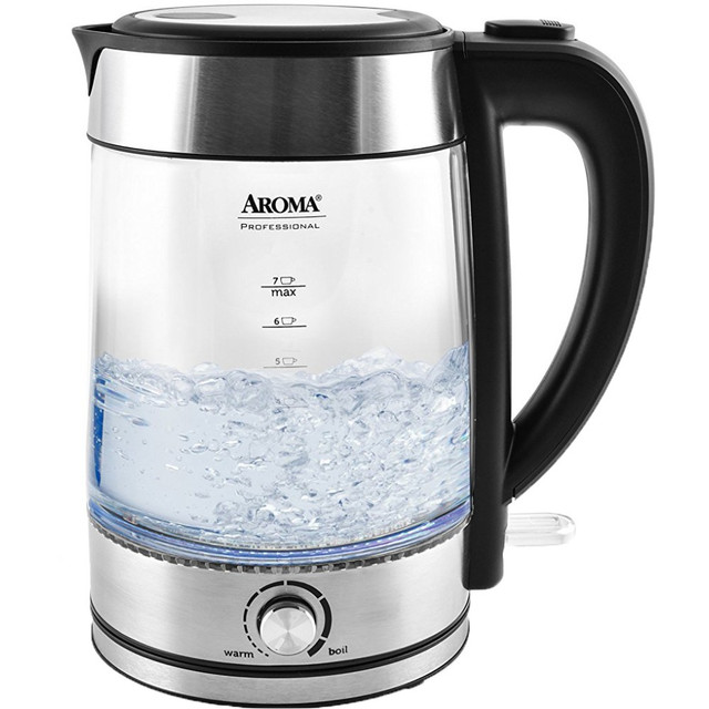 MIRAMA ENTERPRISES, INC. AWK-165M Aroma 1.7L Stainless Steel Electric Kettle, 9-1/2inH x 8-3/4inW x 6inD, Silver