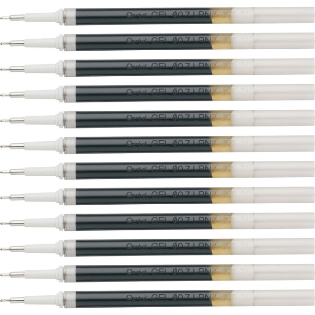 PENTEL OF AMERICA, LTD. LRN7ABX Pentel EnerGel Retractable Liquid Pen Refills, Medium Ballpoint, 0.70 mm, Black, Box Of 12 Refills