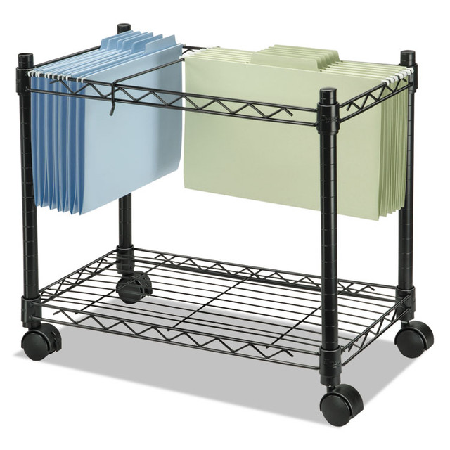FELLOWES MFG. CO. 45081 High-Capacity Rolling File Cart, Metal, 1 Shelf, 2 Bins, 24" x 14" x 20.5", Black