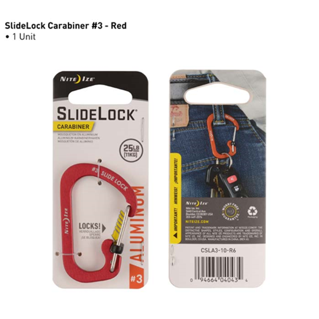 Nite-Ize CSLA3-10-R6 Slidelock Carabiner Aluminum Nite-Ize CSLA3-10-R6 Slidelock Carabiner Aluminum