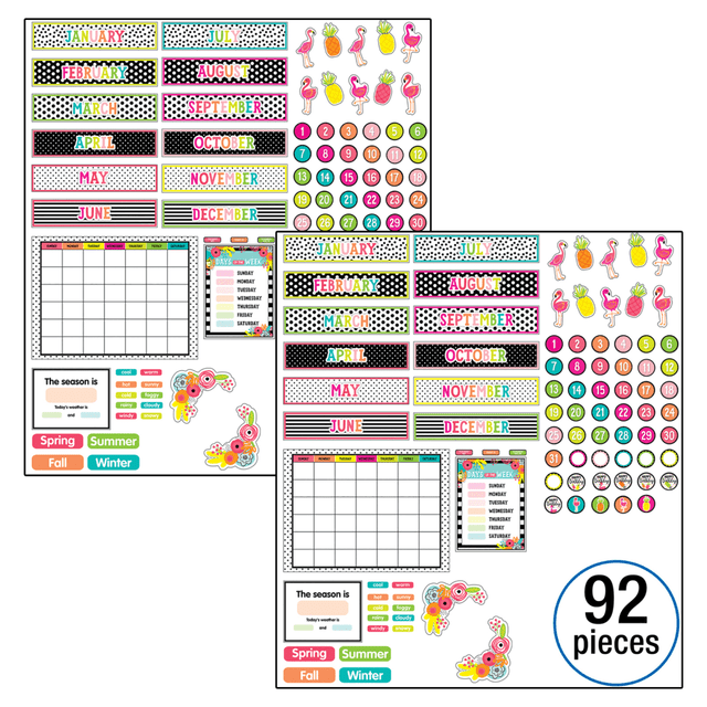 EDUCATORS RESOURCE CD-110461-2 Schoolgirl Style Simply Stylish Tropical Pineapple Calendar Bulletin Board Sets, Pack Of 2 Sets