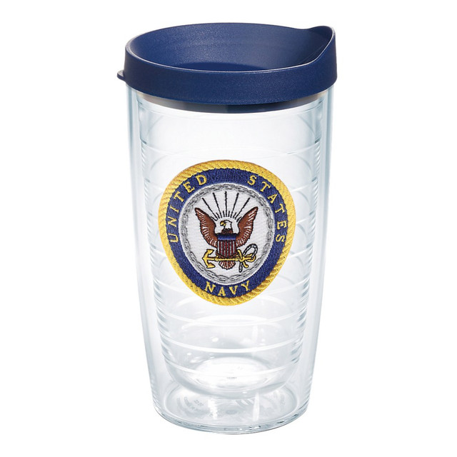 TERVIS TUMBLER COMPANY 01171911 Tervis Military Tumbler With Lid, US Navy, 16 Oz, Clear