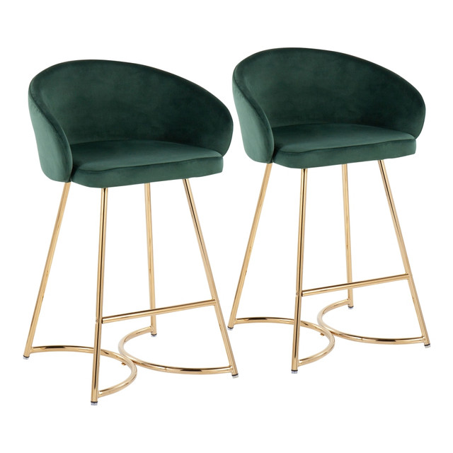 LUMISOURCE, LLC B26-CECE AUVGN2 LumiSource Cece Counter Stool, Green Velvet/Gold Steel, Set Of 2 Stools