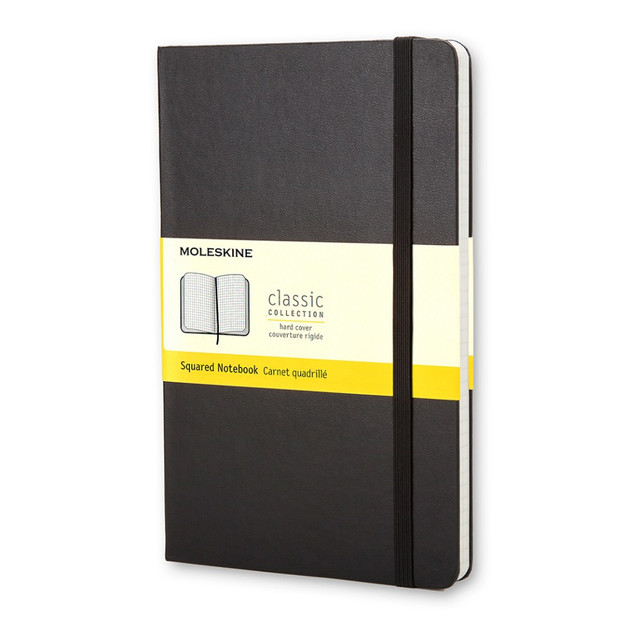 HACHETTE BOOK GROUP 701139 Moleskine Classic Hard Cover Notebook, 5in x 8-1/4in, Squared, 240 Pages, Black