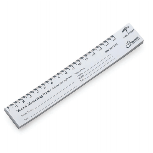 MEDLINE INDUSTRIES, INC. MSCEDURULER Medline Educare Paper Wound Rulers, 7 1/2inH x 1 1/8inW x 1/8inD, Black/White, 25 Rulers Per Pad, Pack Of 10 Pads