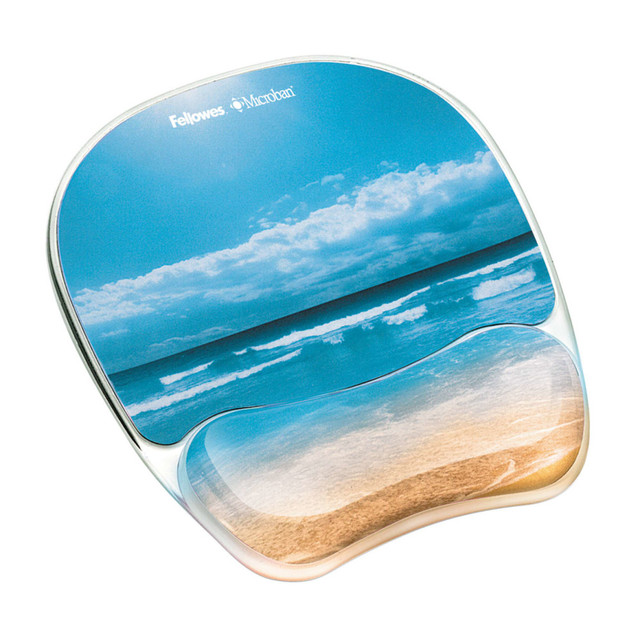 FELLOWES INC. 9179301 Fellowes Gel Mouse Pad With Wrist Rest, Sandy Beach