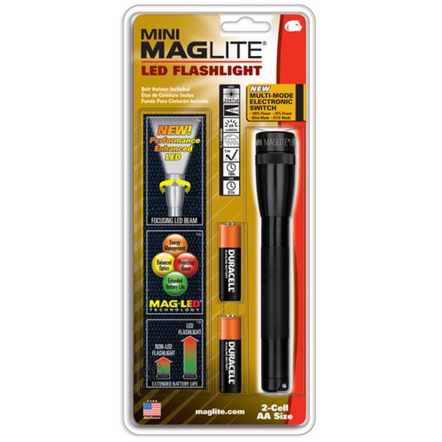 Maglite SP2211H SP22 Mini Maglite 2 AA-Cell LED Flashlight w/ Holster