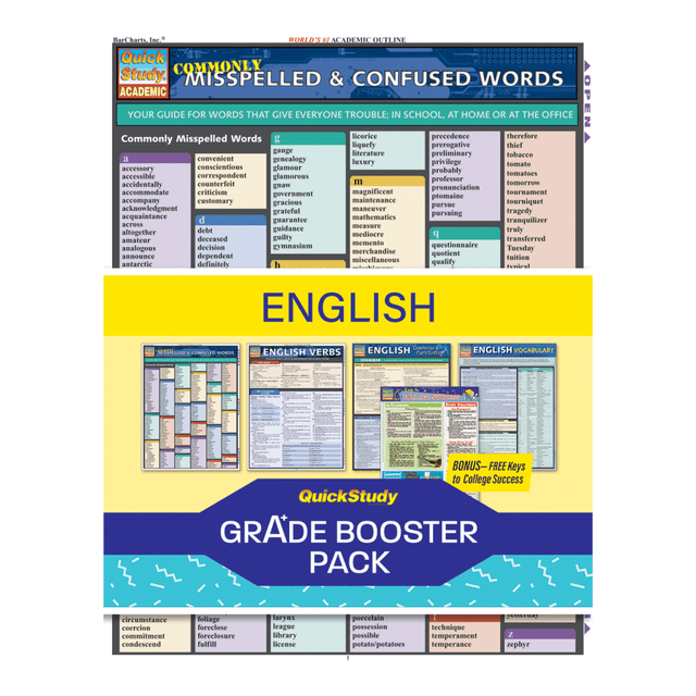 BARCHARTS INC QuickStudy 232650  Grade Booster Pack, English