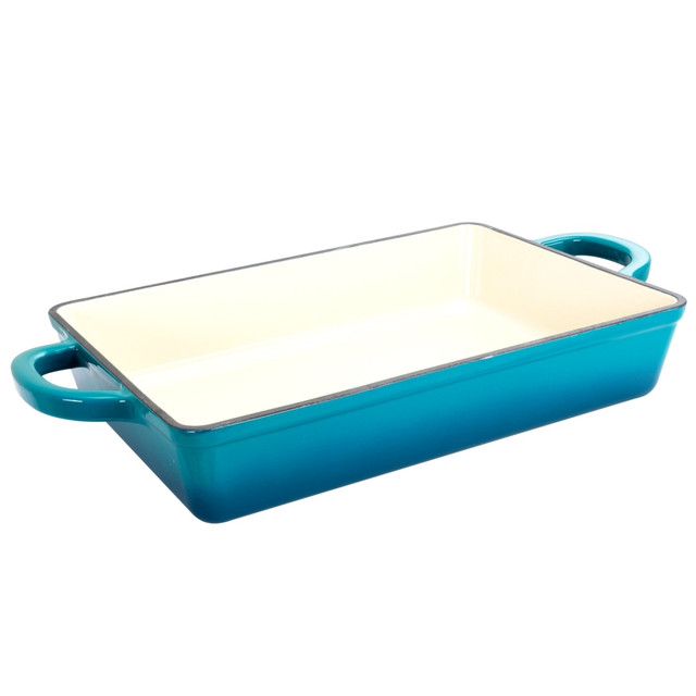 GIBSON OVERSEAS INC. 995100807M Crock-Pot Artisan 13in Enameled Cast Iron Lasagna Pan, Teal Ombre