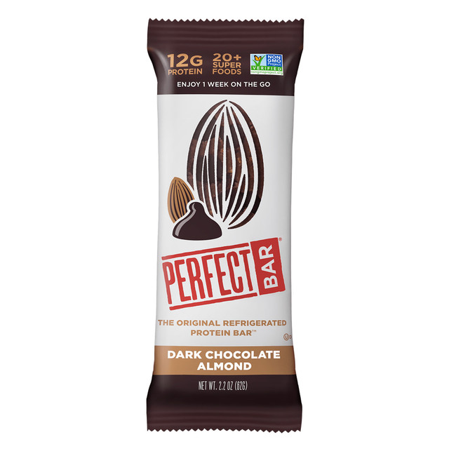 PERFECT BAR, LLC 210223 Perfect Bar Protein Bars, Dark Chocolate Almond, 2.2 Oz, Pack Of 16 Bars