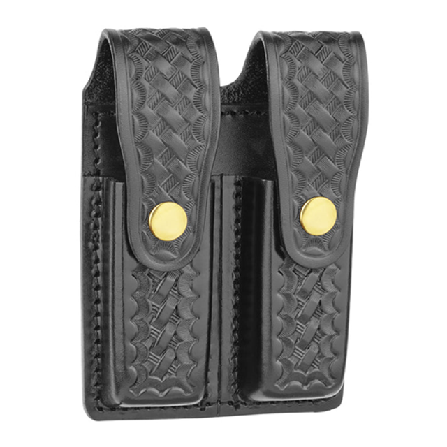 Dutyman 8521LG Basketweave Leather Double Magazine Holder for 9MM