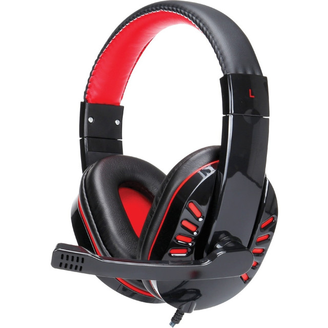 SUPERSONIC INC. IQ-450G IQ Sound Gaming Headphones - Stereo - Mini-phone (3.5mm) - Wired - 32 Ohm - 20 Hz to 20 kHz - Over-the-head - Binaural - Circumaural - 8.20 ft Cable - Omni-directional, Condenser Microphone - Red