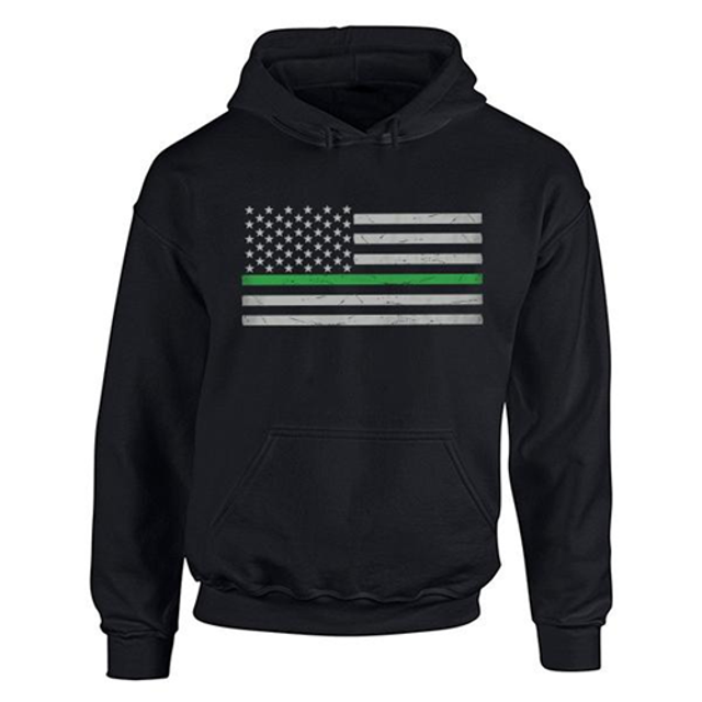 Thin Blue Line MENS-H-CLASSIC-GREEN-BLACK-XXL Men's Hoodie - Classic Thin Green Line