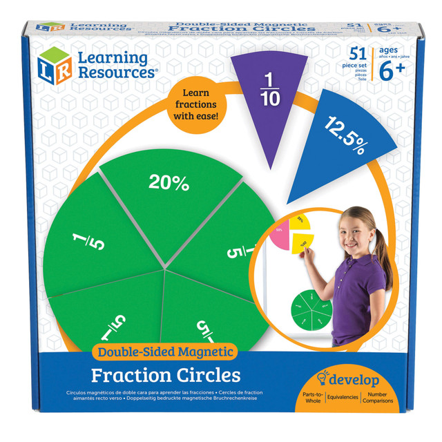 LEARNING RESOURCES, INC. Learning Resources LER1616  Double-Sided Magnetic Fraction Circles, 7 1/2in, Grades 1-9, Set Of 9