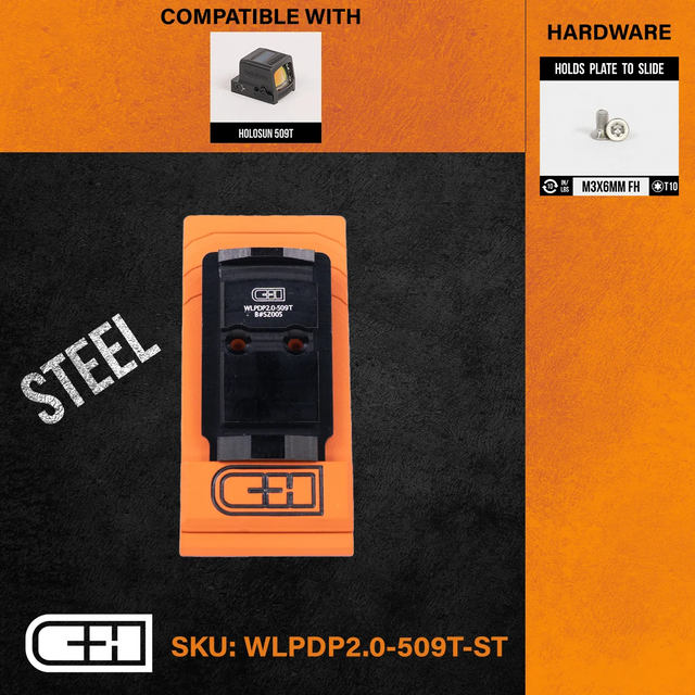 C&H Precision WLPDP2.0-509T-ST Optics Adapter Plate - Walther Defense PDP 2.0 C&H Precision WLPDP2.0-509T-ST Optics Adapter Plate - Walther Defense PDP 2.0