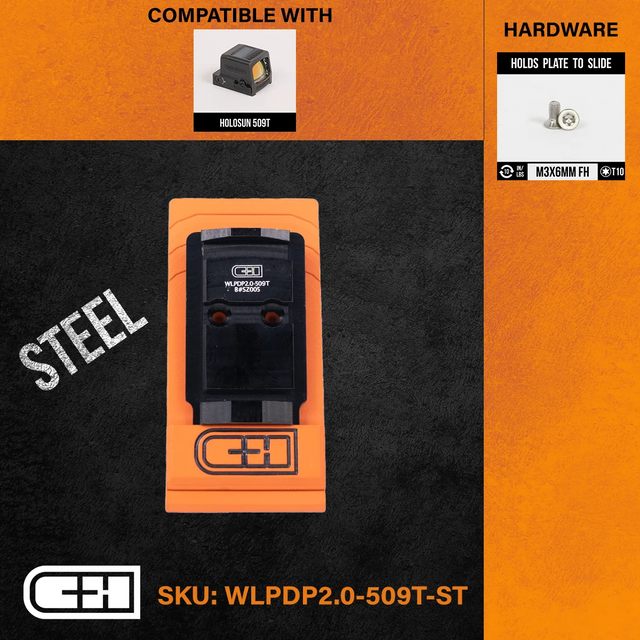 C&H Precision WLPDP2.0-509T-ST Optics Adapter Plate - Walther Defense PDP 2.0