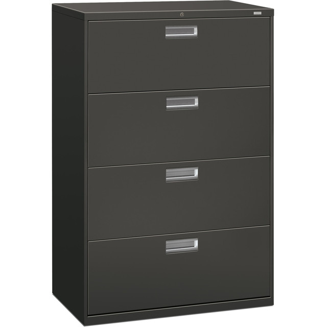 HNI CORPORATION 684LS HON 600 36inW x 19-1/4inD Lateral 4-Drawer File Cabinet With Lock, Charcoal