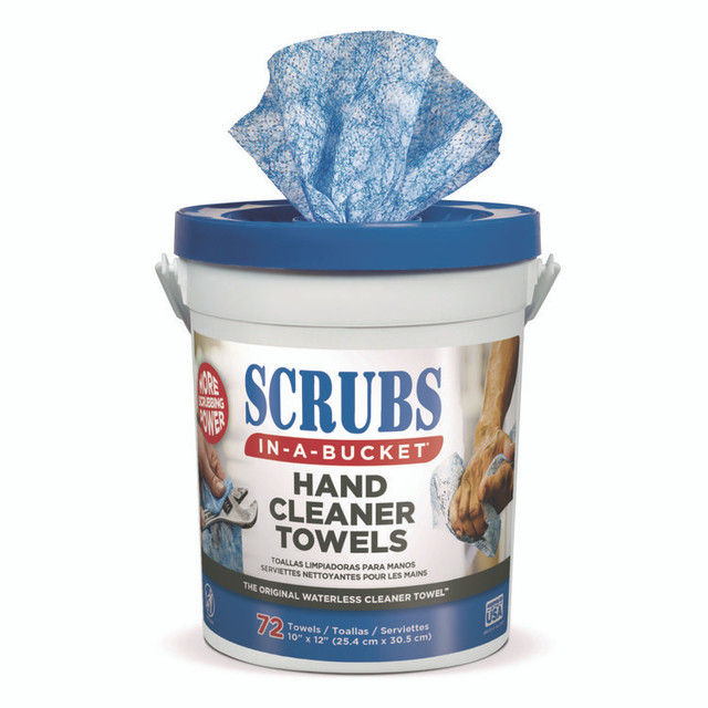 ITW PRO BRANDS SCRUBS® 42272CT Hand Cleaner Towels, 1-Ply, 10 x 12, Citrus, Blue/White, 72/Bucket, 6 Buckets/Carton