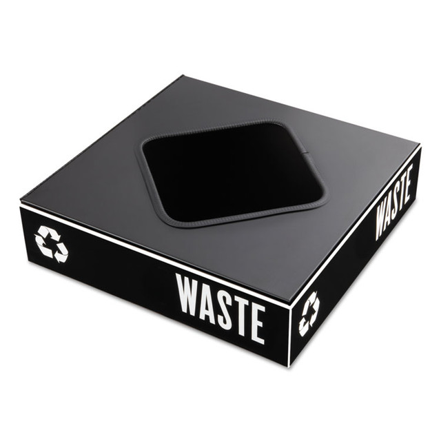 SAFCO PRODUCTS 2989BL Public Square Recycling Container Lid, Square Opening, 15.25w x 15.25d x 2h, Black