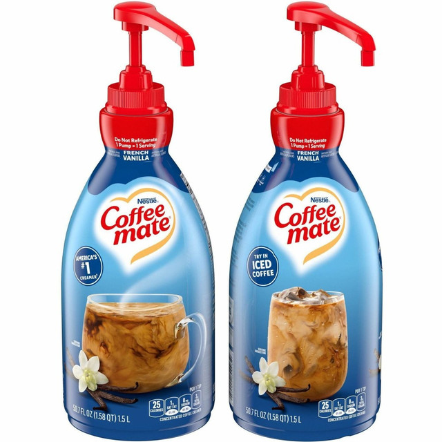 NESTLE WATERS NORTH AMERICA 31803CT Coffee Mate French Vanilla Concentrated Coffee Creamer Pump, 1.5 L, Carton Of 2 Bottles NESTLE WATERS NORTH AMERICA 31803CT Coffee Mate French Vanilla Concentrated Coffee Creamer Pump, 1.5 L, Carton Of 2 Bottles