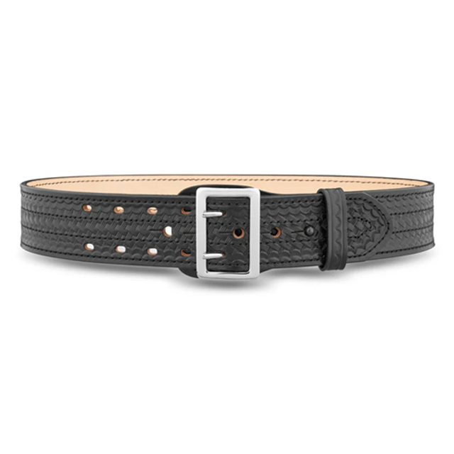 Dutyman 4021-48-9071 2-1/4"" Basketweave Leather Sam Brown 4 Row Stitch Duty Belt with Solid Brass Nickel Buckle Dutyman 4021-48-9071 2-1/4"" Basketweave Leather Sam Brown 4 Row Stitch Duty Belt with Solid Brass Nickel Buckle
