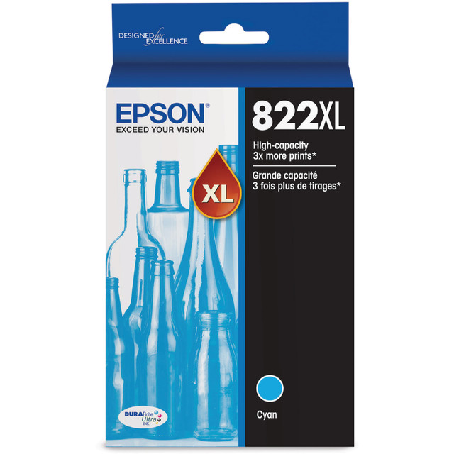 EPSON AMERICA INC. T822XL220-S Epson 822XL DuraBrite Cyan High-Yield Ink Cartridge, T822XL220-S