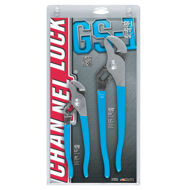 CHANNELLOCK INC. 140-GS-1 Tongue and Groove Straight Jaw Plier Set, 2 Pc, 6.5 in L and 9.5 in L