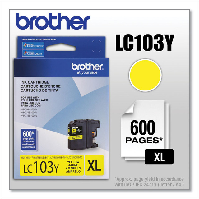 BROTHER INTL. CORP. LC103Y LC103Y Innobella High-Yield Ink, 600 Page-Yield, Yellow