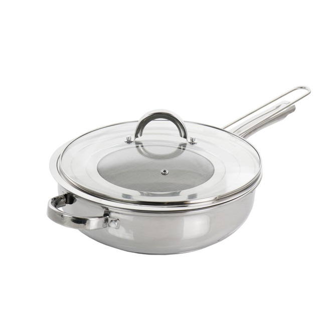 GIBSON OVERSEAS INC. 995114960M Oster Sangerfield Stainless-Steel Saute Pan With Lid And Splatter Guard, 4 Qt