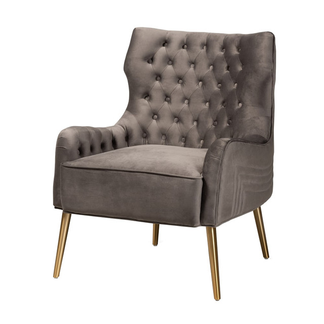 WHOLESALE INTERIORS, INC. 2721-11547 Baxton Studio Nelson Armchair, Gray/Gold WHOLESALE INTERIORS, INC. 2721-11547 Baxton Studio Nelson Armchair, Gray/Gold
