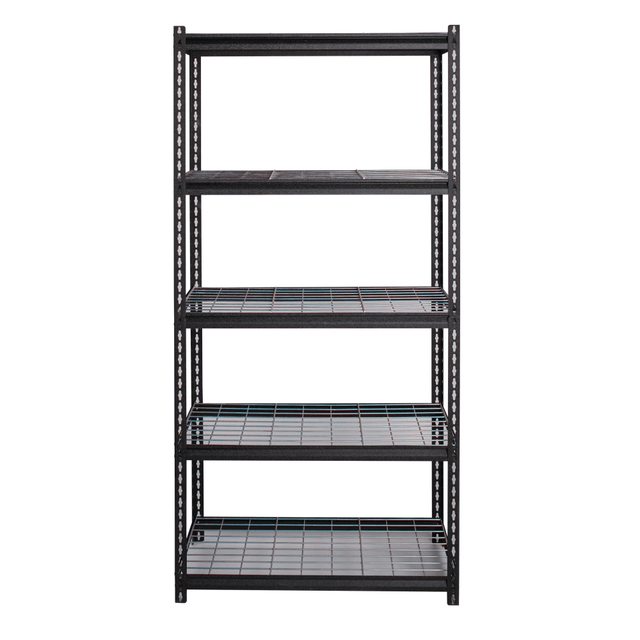 HIRSH INDUSTRIES LLC 22130 Hirsh Iron Horse 2300 Steel Wire Deck Shelving Unit, 5 Shelves, 72inH x 36inW x 18inD, Black HIRSH INDUSTRIES LLC 22130 Hirsh Iron Horse 2300 Steel Wire Deck Shelving Unit, 5 Shelves, 72inH x 36inW x 18inD, Black