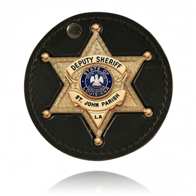 Boston Leather 600S-9016 3 Circle Recessed Badge Holder with Clip Boston Leather 600S-9016 3 Circle Recessed Badge Holder with Clip