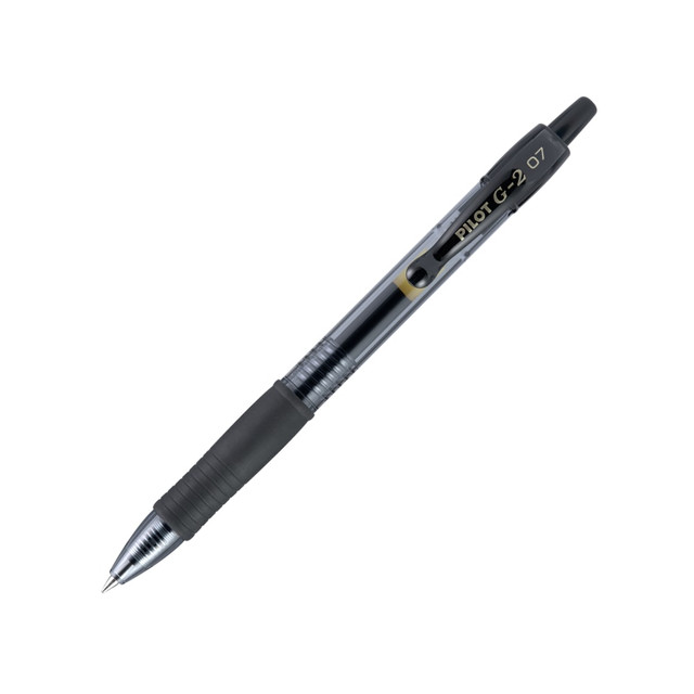 PILOT CORPORATION OF AMERICA 31020 Pilot G2 Retractable Gel Pens, Fine Point, 0.7 mm, Clear Barrels, Black Ink, Pack Of 12 Pens